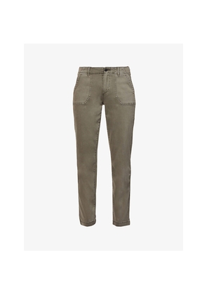 Womens Paige Mayslie Tapered Mid-Rise Stretch-Denim Jeans