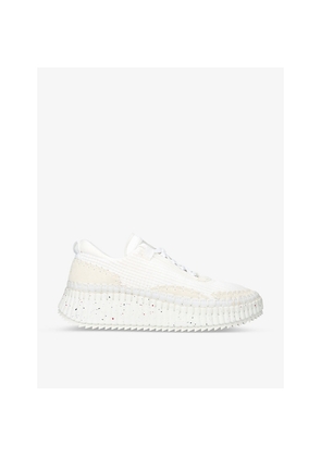 Mens Chloe Nama Embroidered Suede and Mesh Trainers