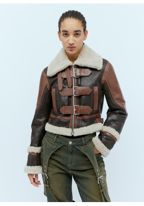 Blumarine Belt Embellished Shearling Jacket - Woman Jackets Brown It - 40