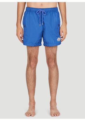 Moncler Logo Patch Swim Shorts - Man Swimwear Blue Xxl