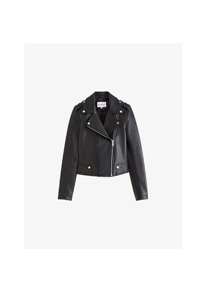 Womens Claudie Pierlot Biker-Collar Leather Jacket