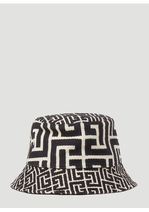 Balmain Mix Monogram Jacquard Bucket Hat - Man Hats Black 2