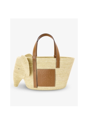 Womens Loewe Elephant Raffia and Leather Shoulder Bag