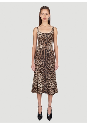 Dolce & Gabbana Leopard Print Midi Dress - Woman Dresses Brown It - 38