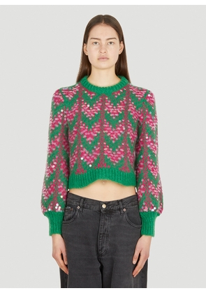 Gucci Chevron Sequin Sweater - Woman Knitwear Green M