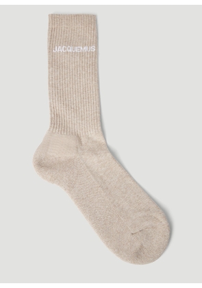 Jacquemus Logo Print Knit Socks - Man Socks Beige Eu 43 - 46