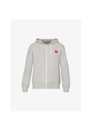 Mens Comme Des Garcons Play Logo-Embroidered Cotton-Jersey Hoody