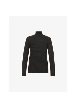 Mens Hugo Patterned Turtleneck Wool and Cotton-Blend Jumper