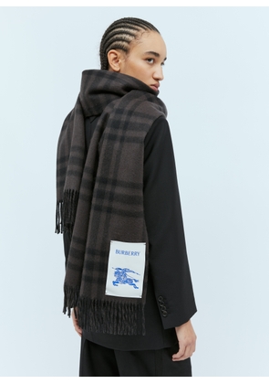 Burberry Check Cashmere Scarf - Woman Scarves Brown One Size