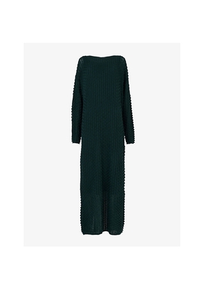 Womens Leem Textured Long-Sleeve Wool-Blend Midi Dress