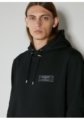 Balmain Logo Patch Hooded Sweatshirt - Man Sweatshirts Black S