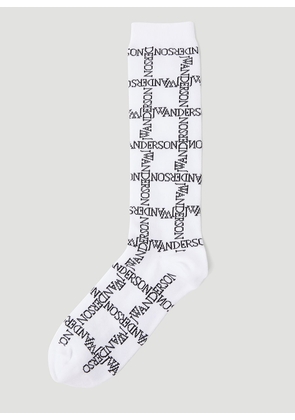 JW Anderson Logo Grid Long Socks -  Socks White S - M