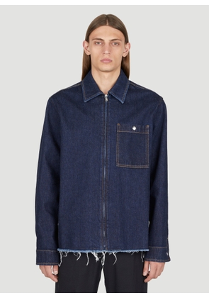 Lanvin Zipped Denim Overshirt - Man Shirts Navy Eu - 48