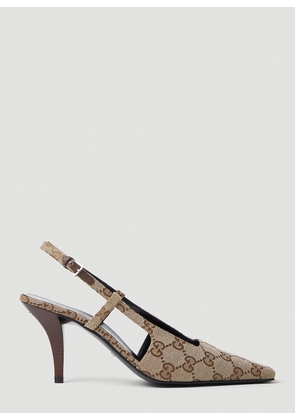 Gucci Gg Slingback Pump Heels - Woman Heels Beige Eu - 39