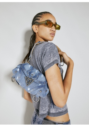 Guess USA Washed Mini Shoulder Bag - Woman Shoulder Bags Blue One Size