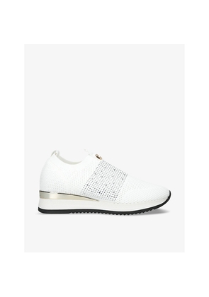 Womens Carvela Janeiro 2 Crystal-Embellished Woven Low-Top Trainers