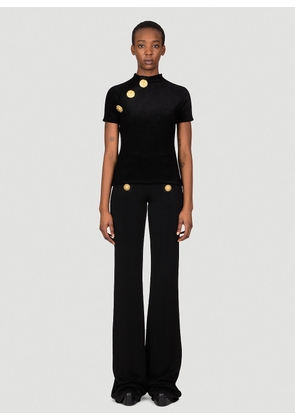 Balmain Velvet Jersey Top - Woman Tops Black Fr - 34