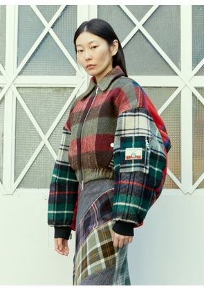 Rave Review Simone Tartan Cropped Bomber Jacket - Woman Jackets Red Eu - 34