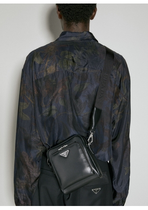 Prada Leather Shoulder Bag With Pouch - Man Crossbody Bags Black One Size