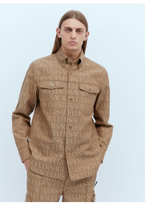 Versace Logo Jacquard Overshirt - Man Shirts Brown Eu - 50