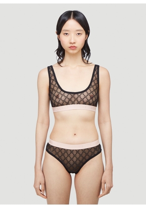 Gucci Gg Logo Sheer-lace Lingerie Set - Woman Underwear Black Xs