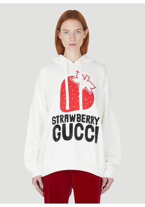 Gucci Strawberry Hooded Sweatshirt - Woman Sweatshirts White M