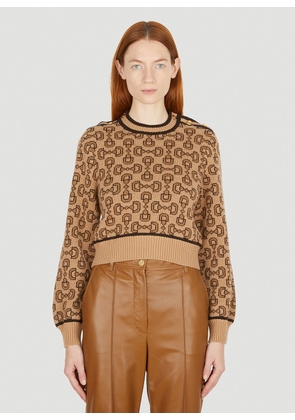 Gucci Horsebit Jacquard Sweater - Woman Knitwear Beige S