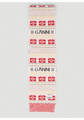 GANNI Graphic Scarf - Woman Scarves Red One Size
