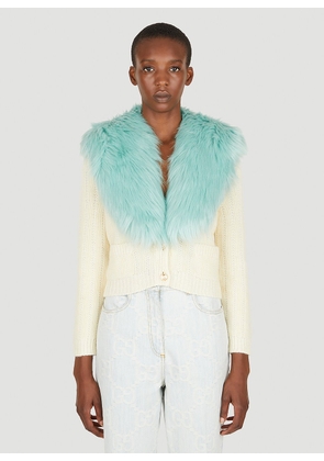 Gucci Faux Fur Collar Cardigan - Woman Knitwear Cream M