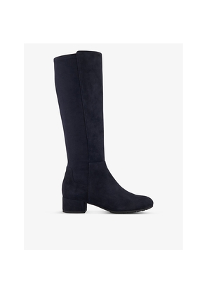 Womens Dune Tayla Block-Heel Suede Knee-High Boots