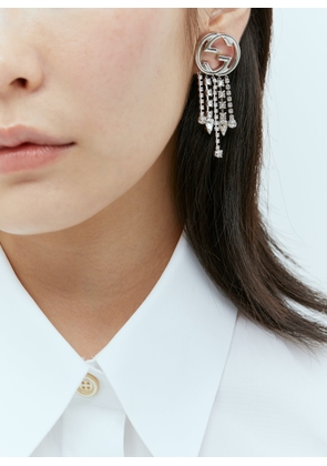 Gucci Interlocking G Crystal Single Earring - Woman Jewellery Silver One Size