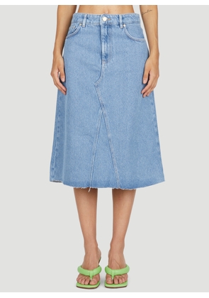 GANNI Heavy Denim Midi Skirt - Woman Skirts Blue Eu - 40