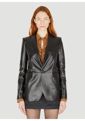Saint Laurent Single Breasted Leather Blazer - Woman Blazers Black Fr - 34