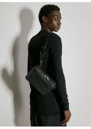 Dolce & Gabbana Embossed Logo Leather Crossbody Bag - Man Crossbody Bags Black One Size