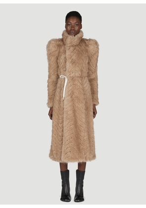 Balenciaga Round Shoulder Quilted Faux-fux Coat - Woman Coats Camel S