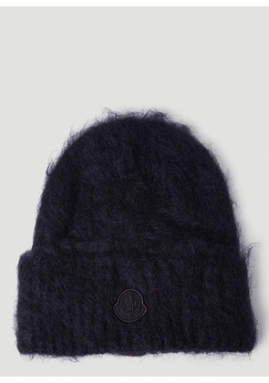 Moncler Fuzzy Knit Beanie Hat - Woman Hats Black One Size