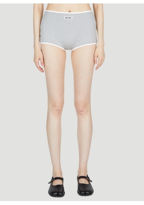Miu Miu Logo Rib Briefs - Woman Shorts Grey M