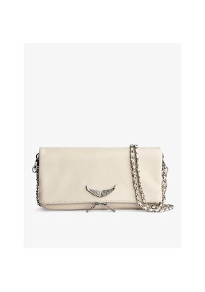 Womens Zadig&Voltaire Rock Swing Your Wings Logo-Plaque Leather Clutch Bag