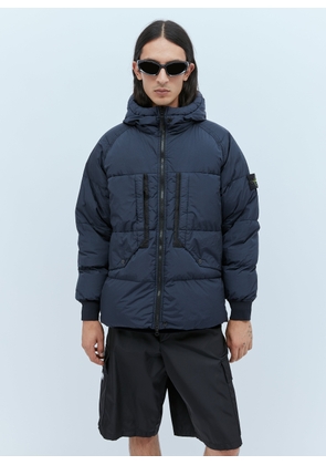Stone Island Real Down Hooded Compass Patch Coat - Man Jackets Navy S
