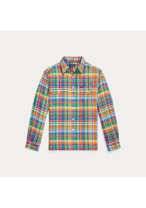 Classic Fit Plaid Linen Workshirt