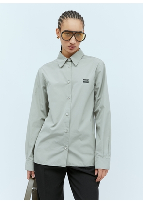 Miu Miu Logo Embroidery Poplin Shirt - Woman Shirts Grey It - 38