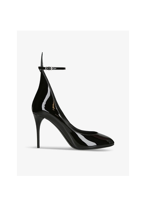 Womens Azzedine Alaia Ankle-Buckle Patent-Leather Heeled Courts
