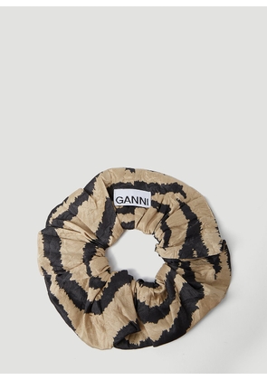 GANNI Crinkled Satin Scrunchie - Woman Jewellery Khaki One Size