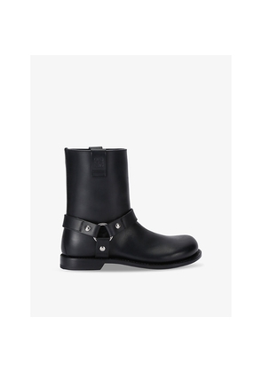 Womens Loewe Campo Brand-Anagram Calf-Leather Biker Boots