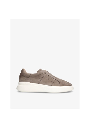 Mens Hogan Fascia Slip-On Logo-Embossed Suede Low-Top Trainers