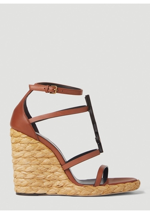 Saint Laurent Cassandra Braided Wedges - Woman Heels Brown Eu - 41