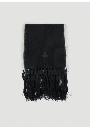 Moncler Logo Patch Fringe Scarf - Woman Scarves Black One Size
