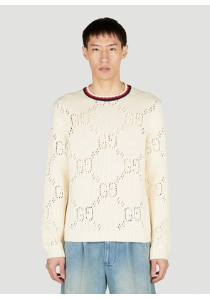 Gucci Perforated Gg Sweater - Man Knitwear White L