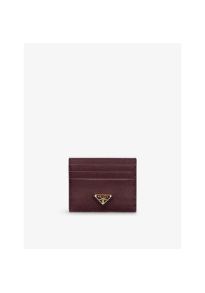 Womens Prada Logo-Plaque Saffiano Leather Card Holder