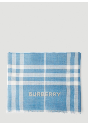 Burberry Check Lightweight Scarf - Woman Scarves Blue One Size